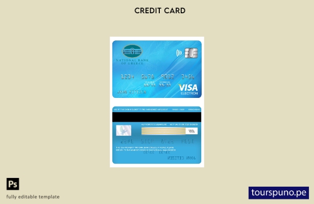 listo para imprimir plantilla de tarjeta electrónica de visa nacional de Grecia